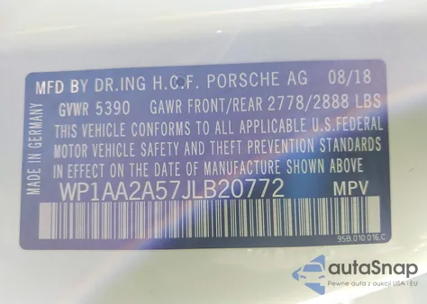 2018 Porsche Macan Sport Edition from USA, damaged, VIN WP1AA2A57JLB20772